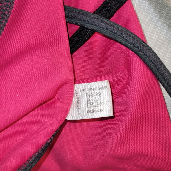 ADIDAS Medium Sports Bra Top Criss Cross Straps FUSHIA Gray NWT - Picture 5 of 8
